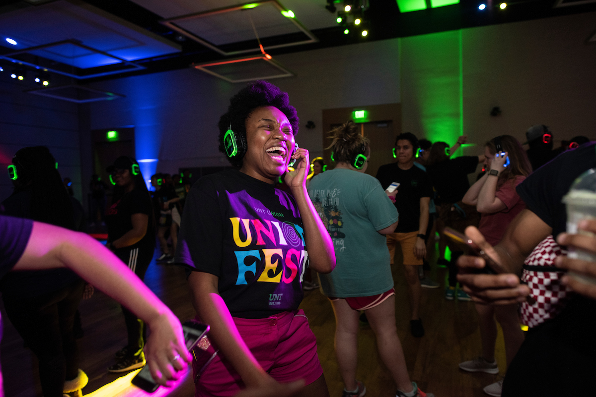 Person dancing at a silent disco