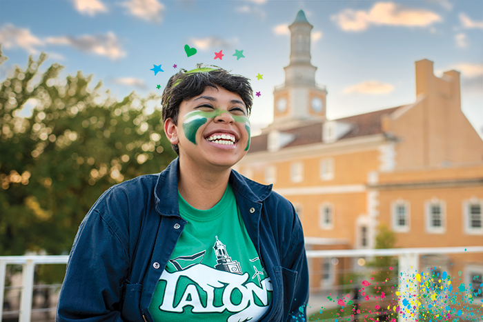 Person in UNT merch smiling