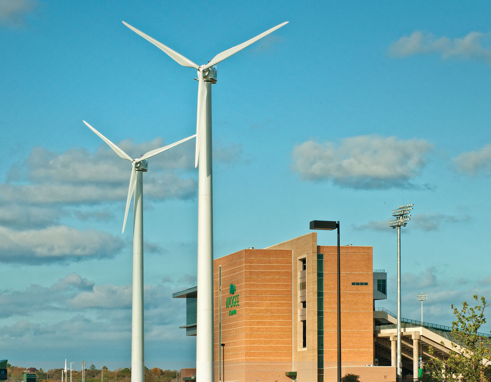 UNT Wind Tubines at the Apogee Stadium