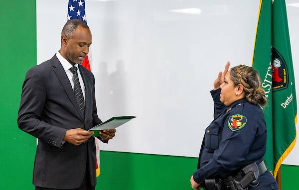 UNT Police Chief Ramona Washington and VP Clayton Gibson