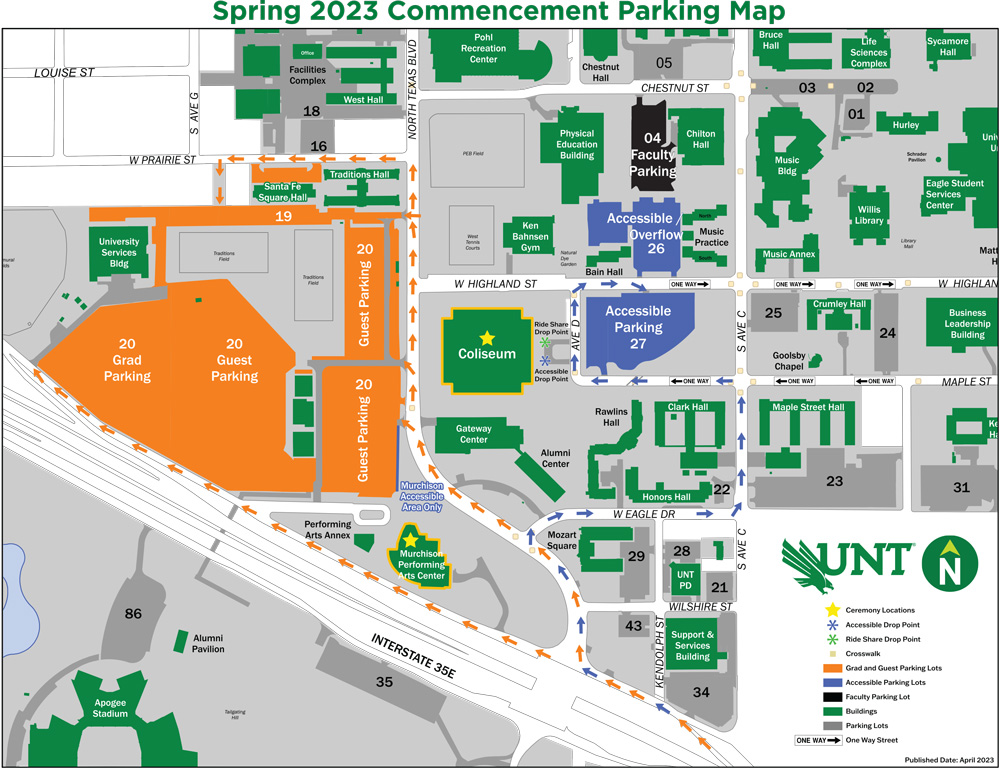 Spring 2023 Commencement Parking Map
