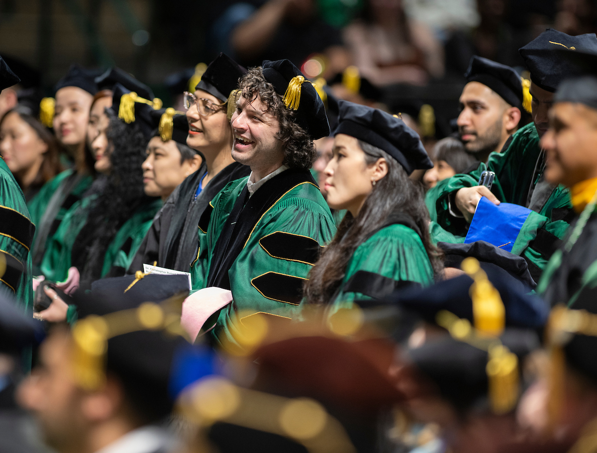 Doctoral students at commencement