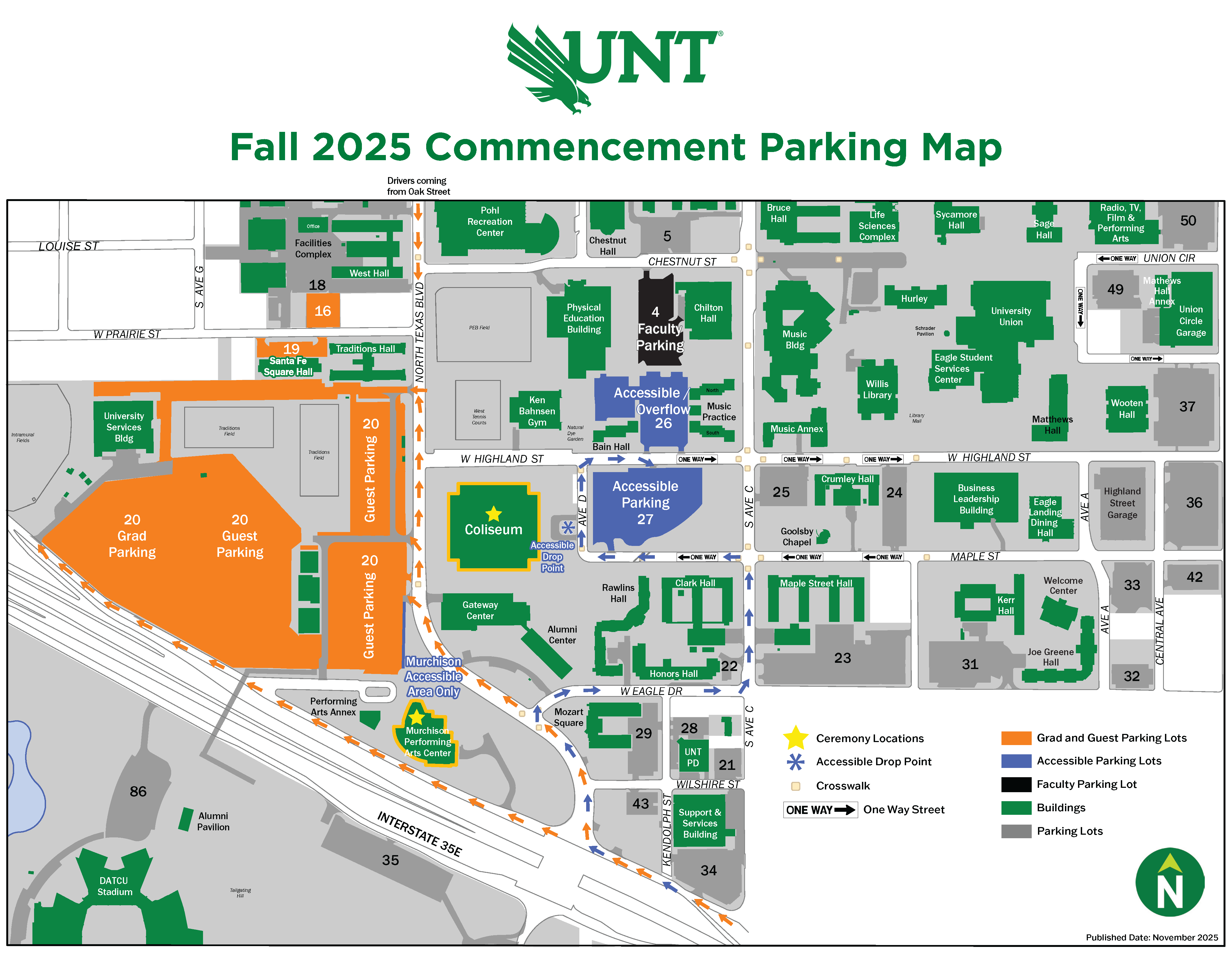 Fall 2026 Commencement Parking Map