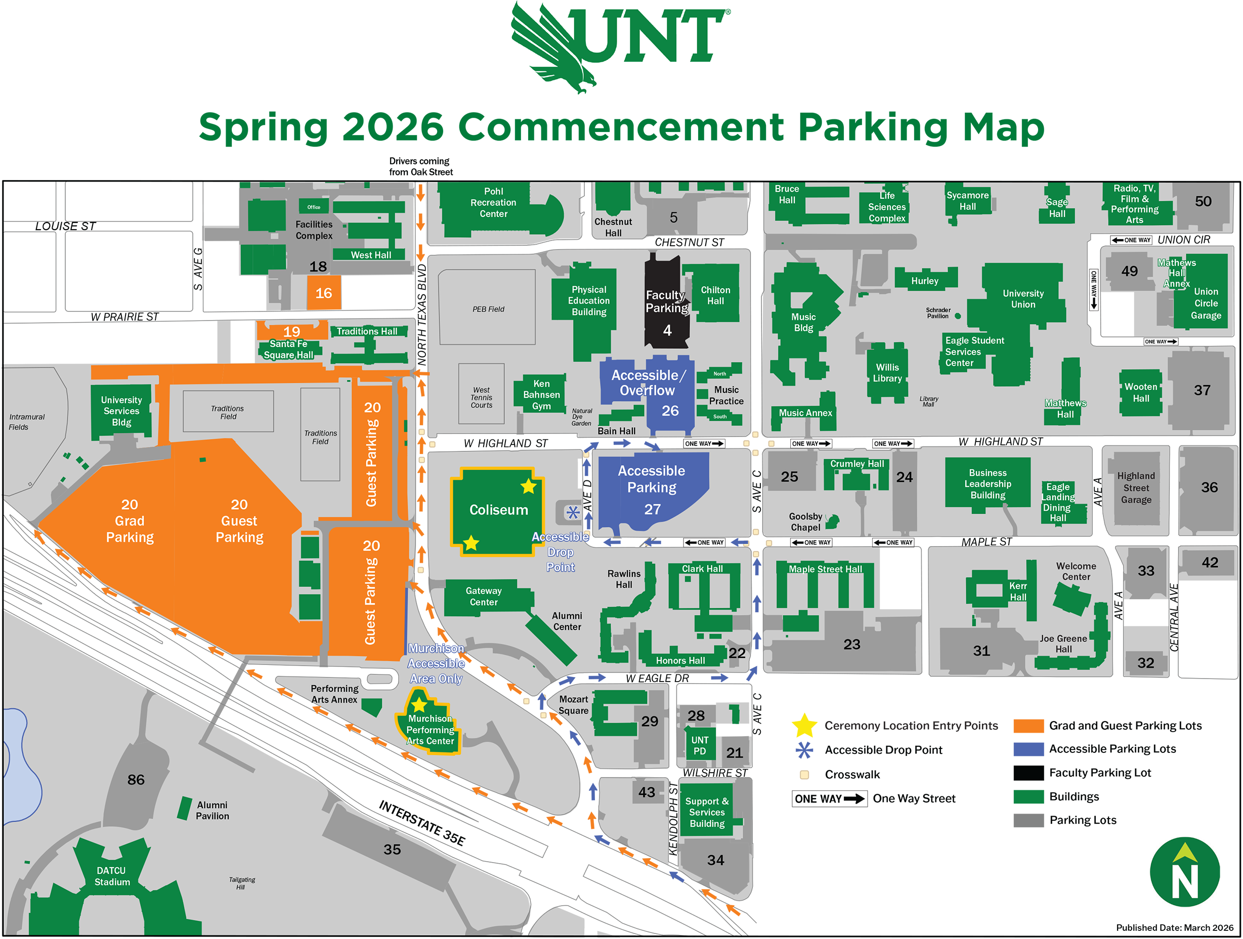 Fall 2026 Commencement Parking Map