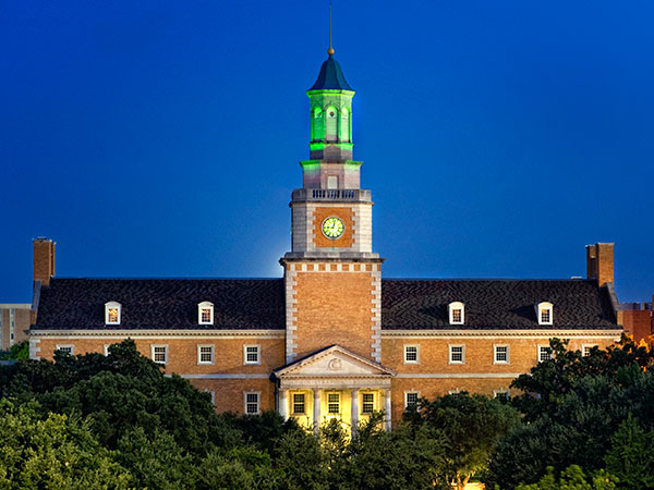 McConnell Tower Lit Up at Night