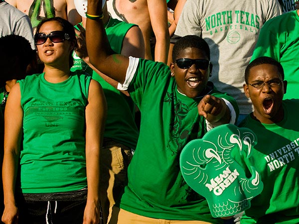 UNT students in Mean Green gear