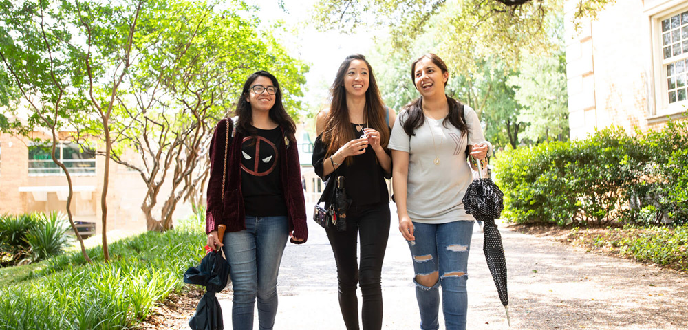 Students walking on campus