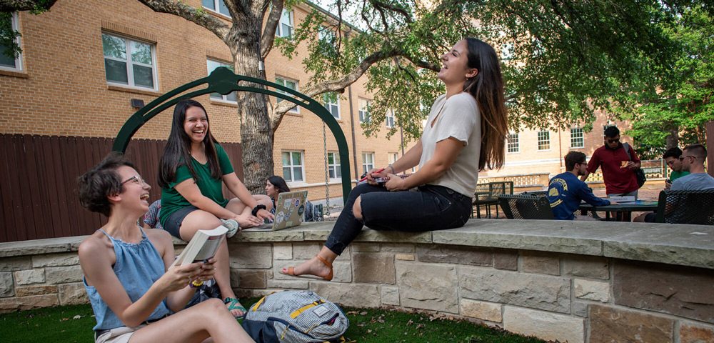 Students relaxing on campus