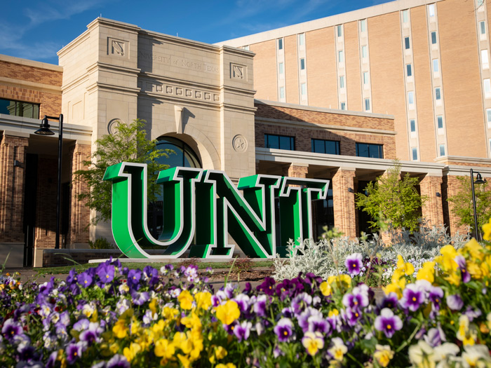 UNT sign outside welcome center