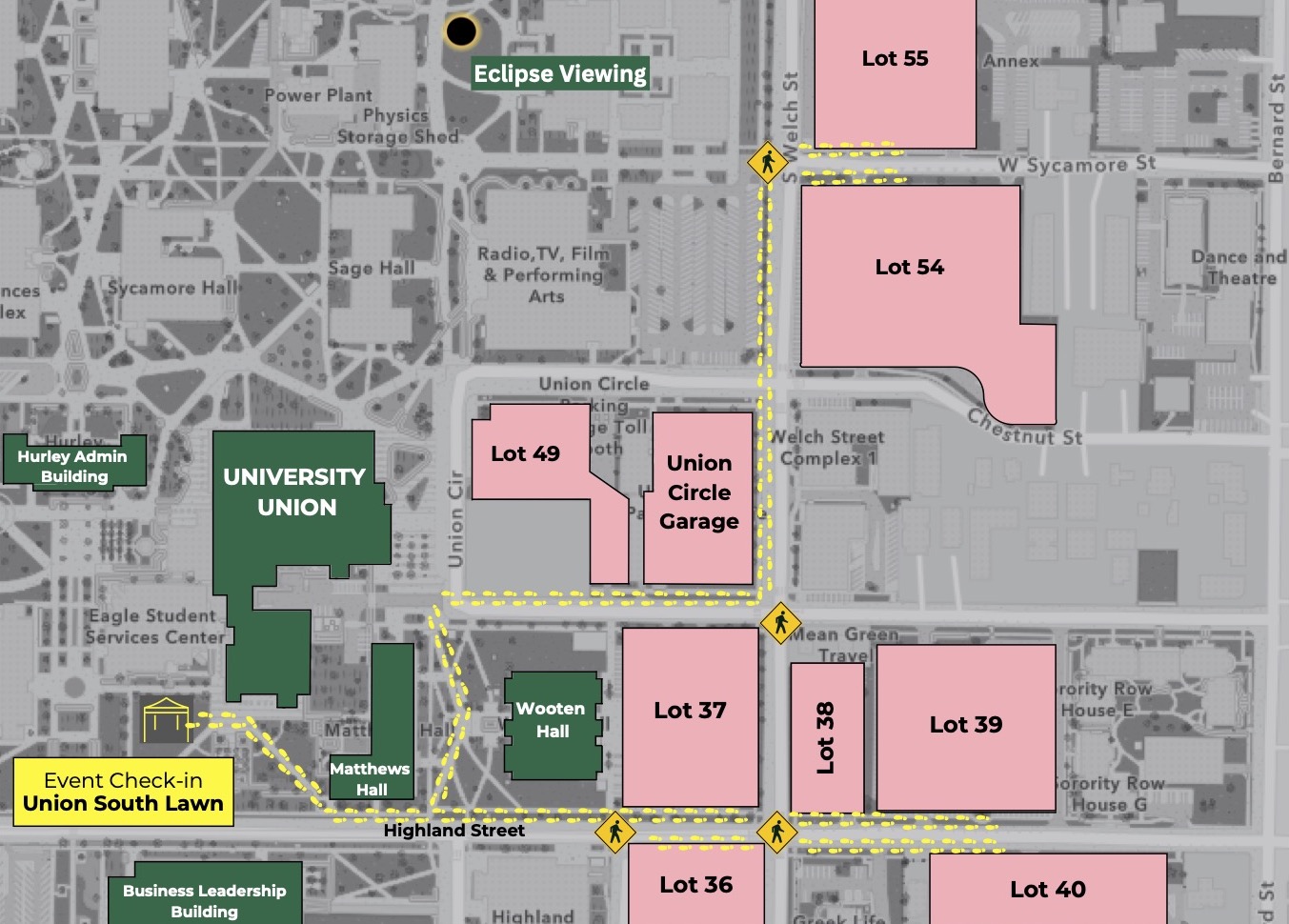 Fall 2023 UNT Preview Parking Map
