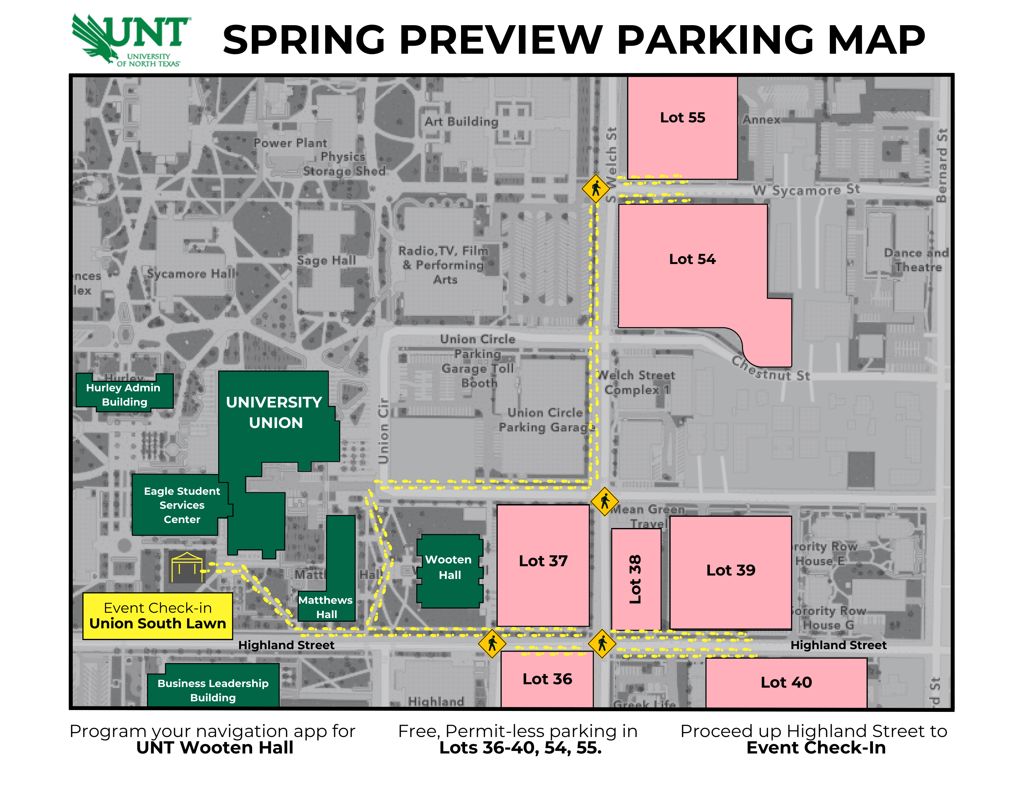 Fall 2023 UNT Preview Parking Map