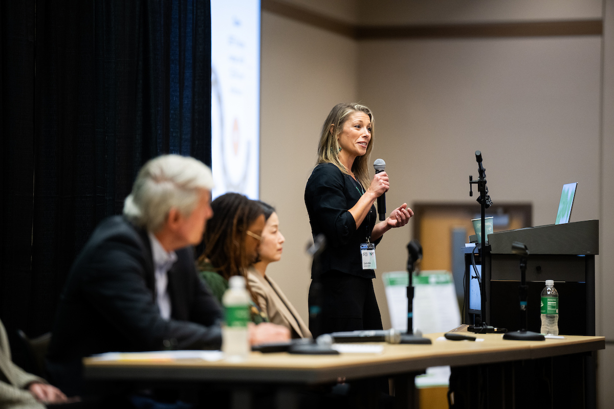 Amy Petros speaking during LEEF panel